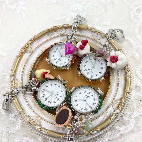 お花とお茶会シリーズ　時計キーホルダー