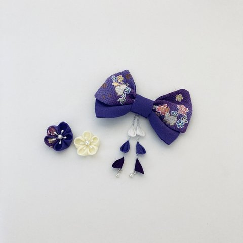 お子様用　リボンの髪飾り🎀　藤紫