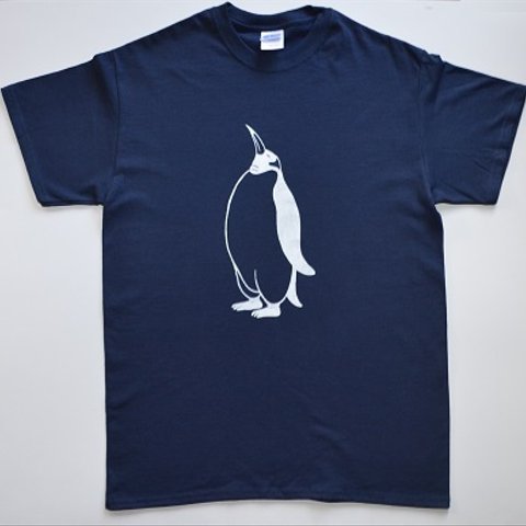 ペンギンＴシャツ、penguin, 半袖シャツ、ネイビー、オリジナルデザイン