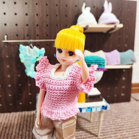 【⭐︎簡易ラッピング無料⭐︎】リカちゃんのお洋服屋さん〜シンプルだけど可愛い、ピンクのトップス〜