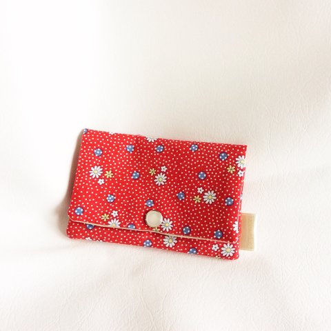 受注制作「カードケース & 名刺入れ」赤の小花柄