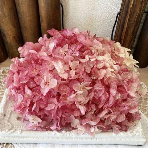 アナベルホワイトカシスボルドーグラデーションアジサイ小分け❣️キラキララメ付き❣️ハンドメイド花材プリザーブドフラワー