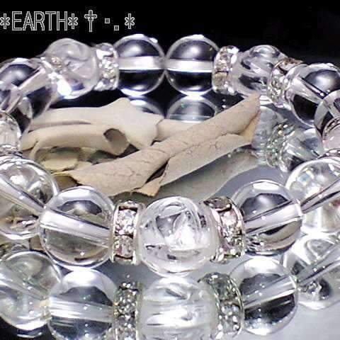 10ミリ薔薇彫天然本水晶＆本水晶クリスタル　数珠