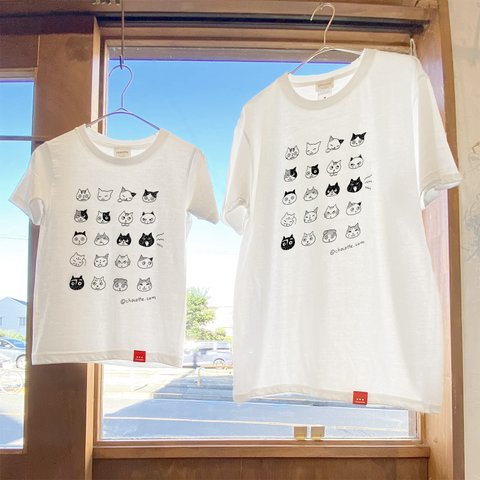 送料無料！ねこのかおペアTシャツ＊親子セット