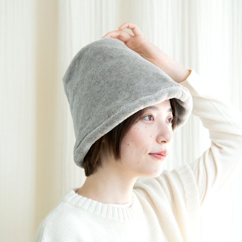 Organic Cotton Fur ふわふわあったか帽子【ヤク混グレージュ】