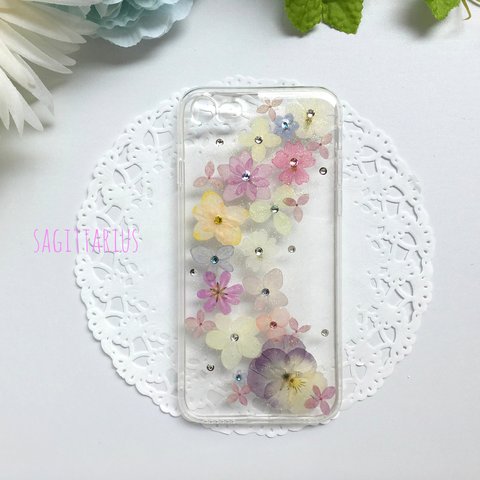 お花いろいろ iPhone7 押し花ソフトケース