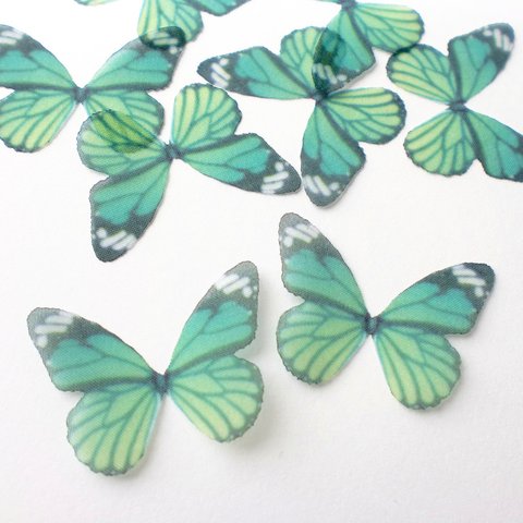 ちょうちょのパーツ 3cm オーガンジー シフォン 素材 蝶々 パーツ  グリーン 緑 黒 布の蝶 60