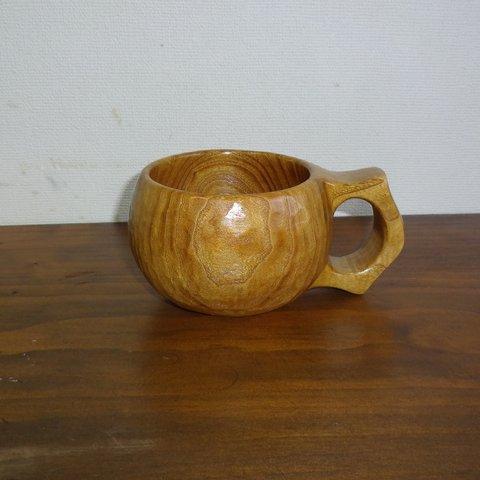 黄金色の桑で作った一木彫りコーヒーカップ