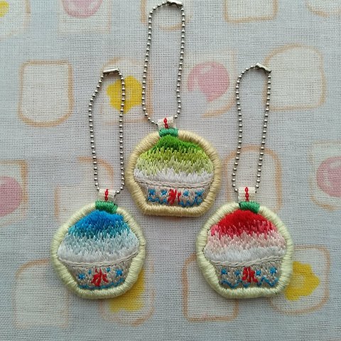 かき氷 刺繍チャーム（受注生産）