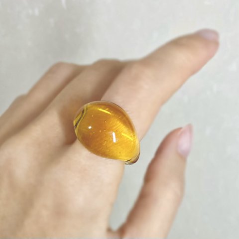  ガラスリング　〜 dodu 〜　ミモザイエロー　黄色　5号　〜　16号 送料無料 ガラス　指輪