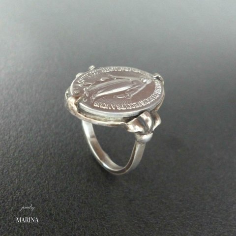 {SV}フランス奇跡のメダイのリング - silver