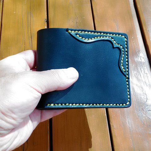 二つ折り財布　ブラック（受注生産）