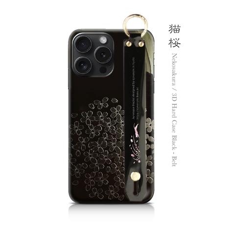 猫桜 - 和風 立体型 ハンドベルト付ソフトiPhoneケース【iPhone全機種対応/和柄/スマホケース】