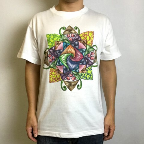 マンダラTシャツ　#01  ホワイト