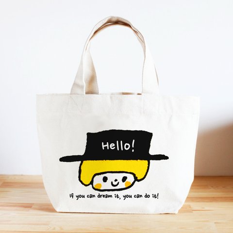 名前が入れられるキッズトートバッグ（Hello!）