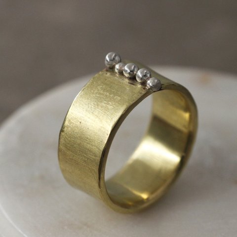 Silver Button Ring　真鍮／シルバー
