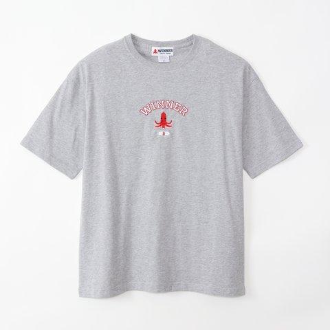 TWT-002カレッジウイナー刺繍ビッグシルエットTシャツ(グレー)