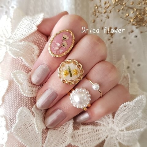 キュートでかわいいミモザ入りドライフラワーリング💍