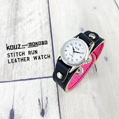▲STITCH ときどき、ドキッとするモノトーン「ステッチラン 腕時計」ユニセックスOK（SRW-KPK-KS）