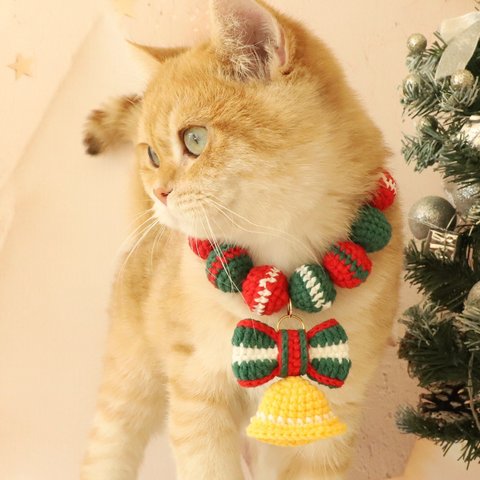 EMY's Gallery 猫襟 ワンちゃん襟 首輪 カギ編み  犬襟 つけ襟 クリスマス   スタイ  ネックレス