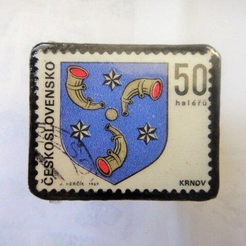 チェコスロバキア　切手ブローチ1312