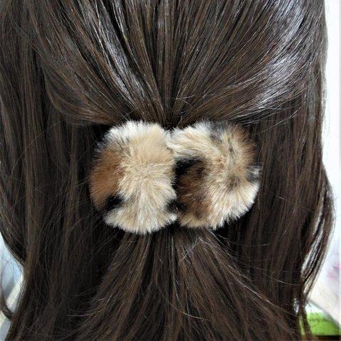 ヘアゴム フェイクファー キッズから大人まで 髪飾り ヘアアクセサリー ブラウンアニマル