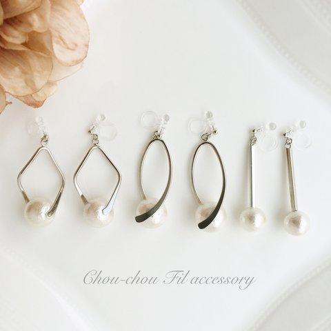 silver&pearl earring