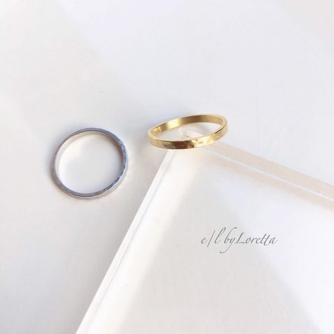 (全2色)Mat hammered ring 