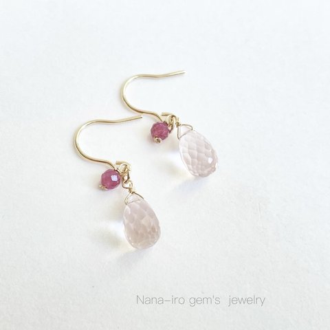 14kgf  rosequartz × pinktourmaline pierce