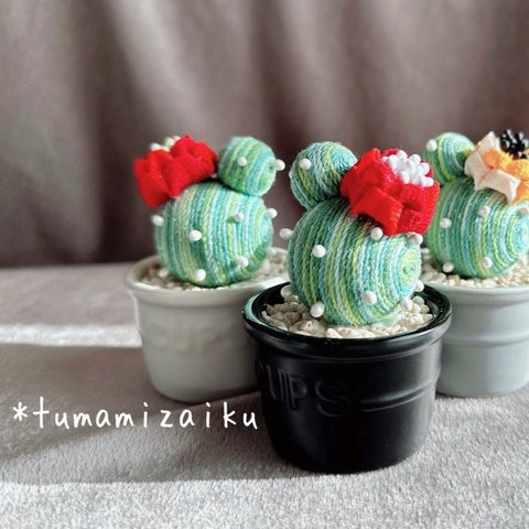 つまみ細工の花咲きサボテン🌵🟡（黄色）