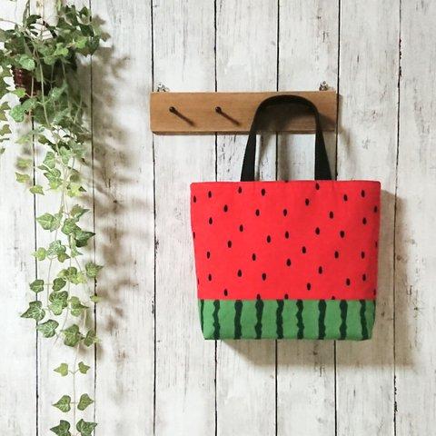 真っ赤なスイカ🍉のミニトート＊底板付き