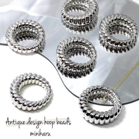 SALE♡360円→320円6pcs) antique design silver hoop beads