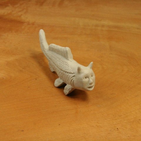 人面魚（壱型・つの）・陶芸作品 置物mini（陶 さかな フィギュア）