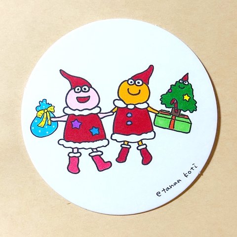 いろんな使い方ができます！クリスマス 手描き コースターカード ver.3