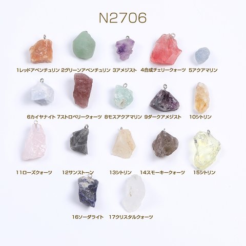 N2706-4 3個  天然石チャーム フロスト加工 不規則型 3X（1ヶ）
