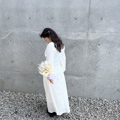 【送料込み】 Wedding bouquet white:ブーケ・ブートニア・ヘアードセット