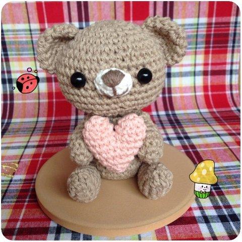 サービス品編みぐるみくまちゃん🐻ハート❤付き コットン100%  受注作製