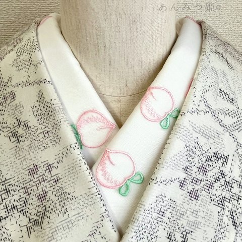 洗える刺繍半衿  桃