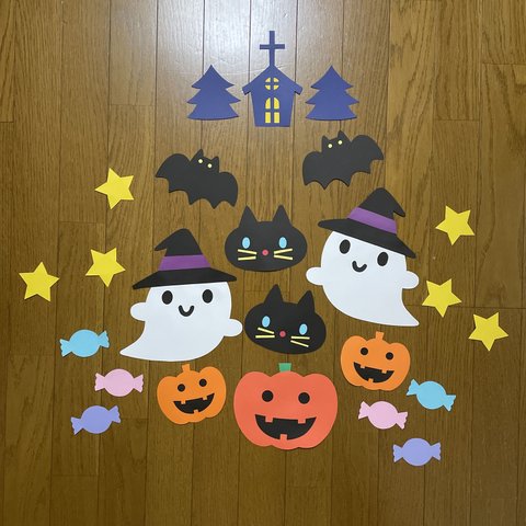 壁面飾り【ハロウィン②】おばけ　クロネコ　画用紙