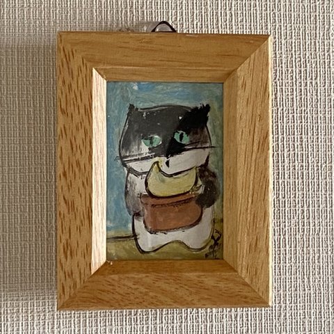 絵画。原画【猫ちゃんは市場からかわいい月の鉢植えを買った】