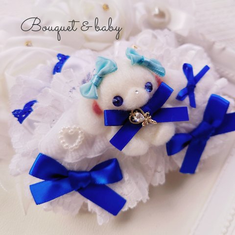 【ラスト1つ】たれみみうさレースリボンバレッタ💝🐰リボン୨୧キッズ୨୧プレゼントにも💛  Bouquet&baby