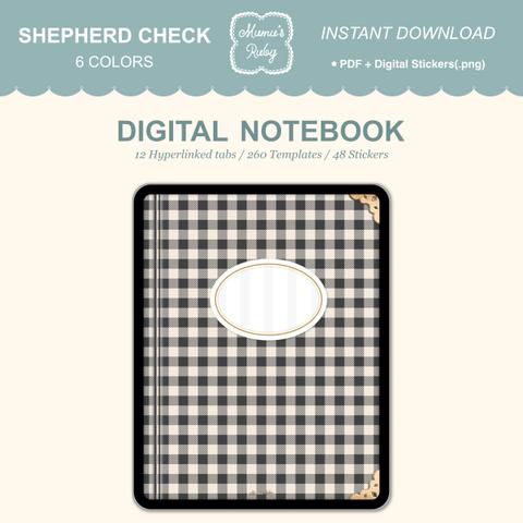 デジタルノート『Shepherd Check - Black』PDF GoodNotes Noteshelf Notability