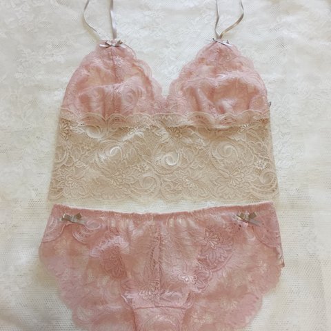 Lingerie Set(vintage pink×beige)