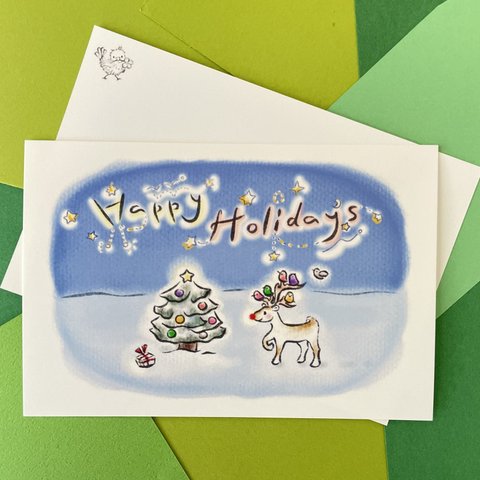 トナカイのクリスマス3枚ハッピーホリデーポストカード