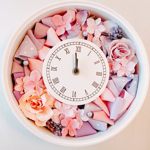 ♡花時計【受注制作】 twinkle～幸せの時を刻む～リボン時計(トゥインクル)