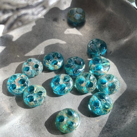 【2コセット】JIRI＊IVANA#czech beads#チェコビーズ　3dot wheel13㍉　marine blue/picasso