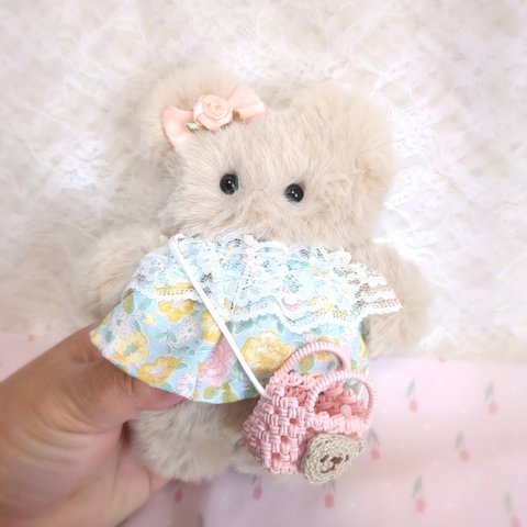 3.おでかけにつれてって♡癒しのもふりんくまたん♪　ぬいぐるみハンドメイド