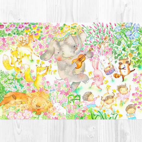 A3ﾉﾋﾞ お花畑の歌 アートプリント（複製画）A3-0308