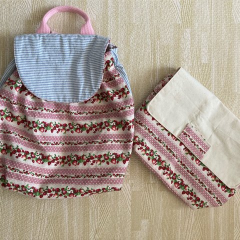 ［手作り］ミニリュック＆ポーチセット［handmade］