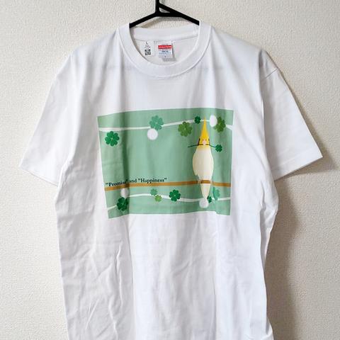 シロツメクサとオカメインコ（ルチノー）のTシャツ